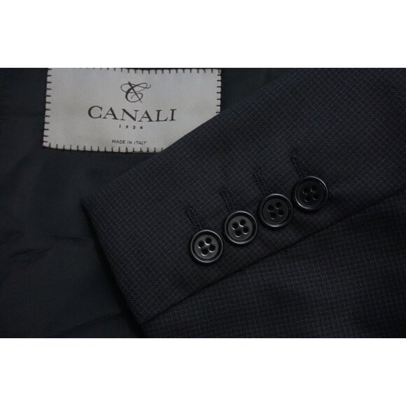 Canali Other - Canali 1934 Silver Label Wool Black Microplaid Sport Coat Jacket Sz 50R BIG GUY
